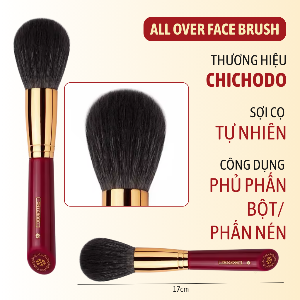 Cọ Phủ Phấn Tán Phấn Nén/Phấn Bột CHICHODO All Over Face Brush C103 Lông Mềm Bám Phấn